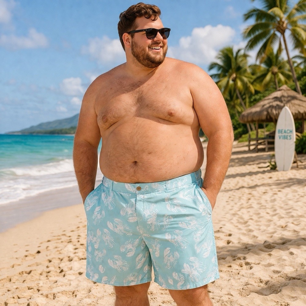 IZOD Saltwater 44 Shorts Lobster Print Coastal Preppy Beach Resort Yacht Club